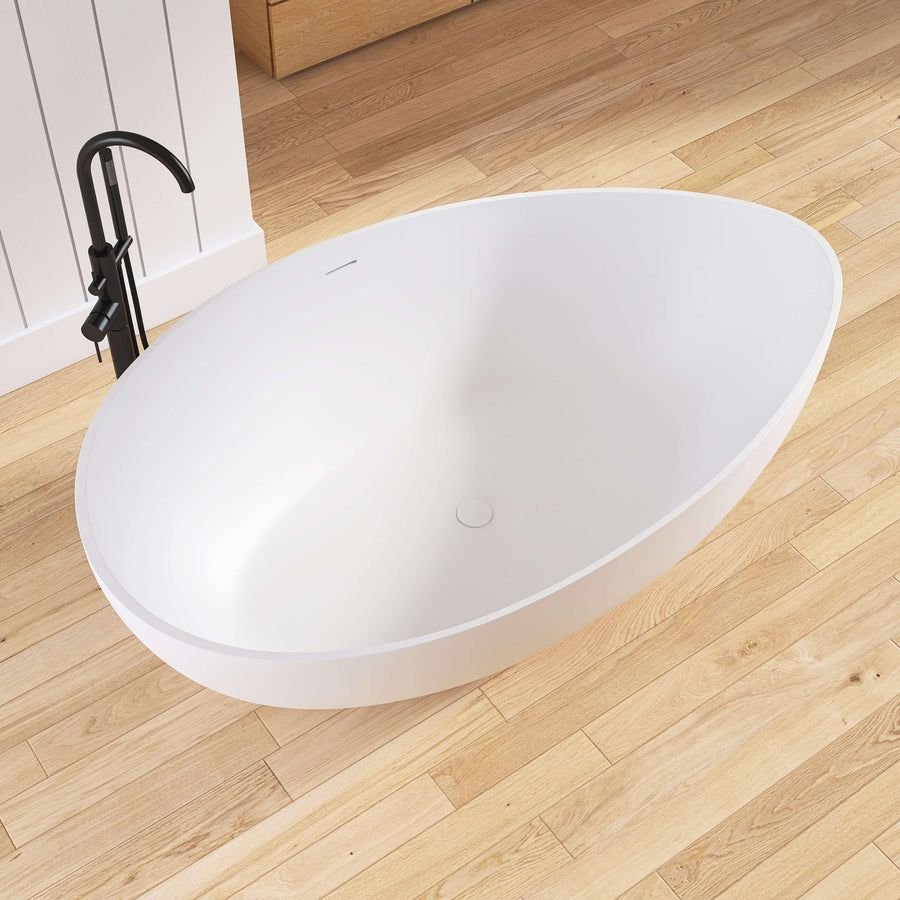 Bathroom idea with the New England Home Goods 63" Wavy Freestanding Tub Solid Surface Freesta, New England Home Goods