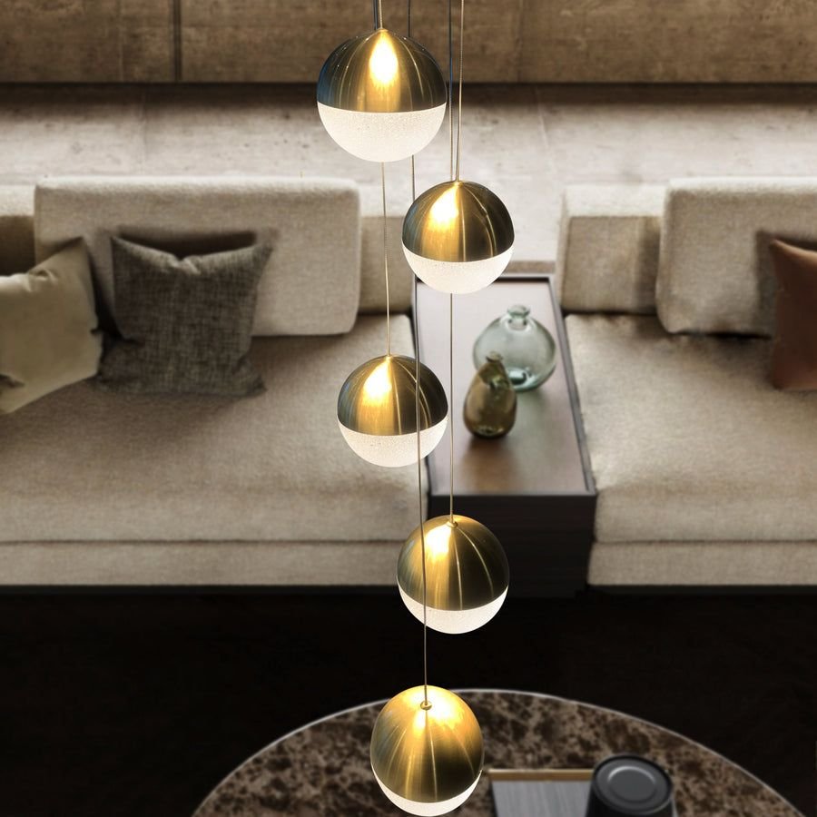 Living room idea with the VONN Artisan Ravello VAC3285BRS 5-Light Integrated LED ETL Certified P, VONN