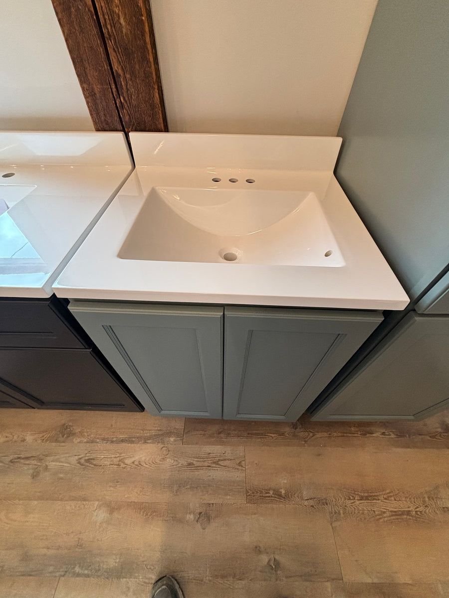Bathroom idea with the 42" Bathroom Set / 24" Vanity Sage Green / 18" Linen Tower, Showroom