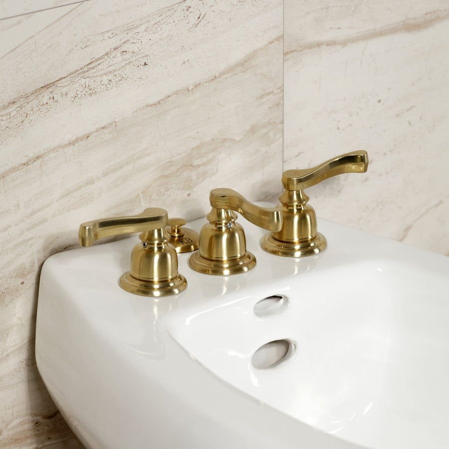 Bathroom idea with the Royale KB327FL Three-Handle Vertical Spray Bidet Faucet with Brass Pop, Kingston Brass