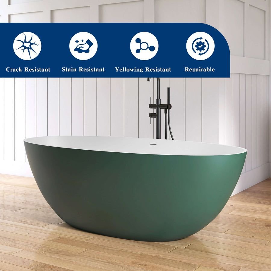 Bathroom idea with the New England Home Goods 65" Green Oval Luxury Freestanding Solid Surfac, New England Home Goods