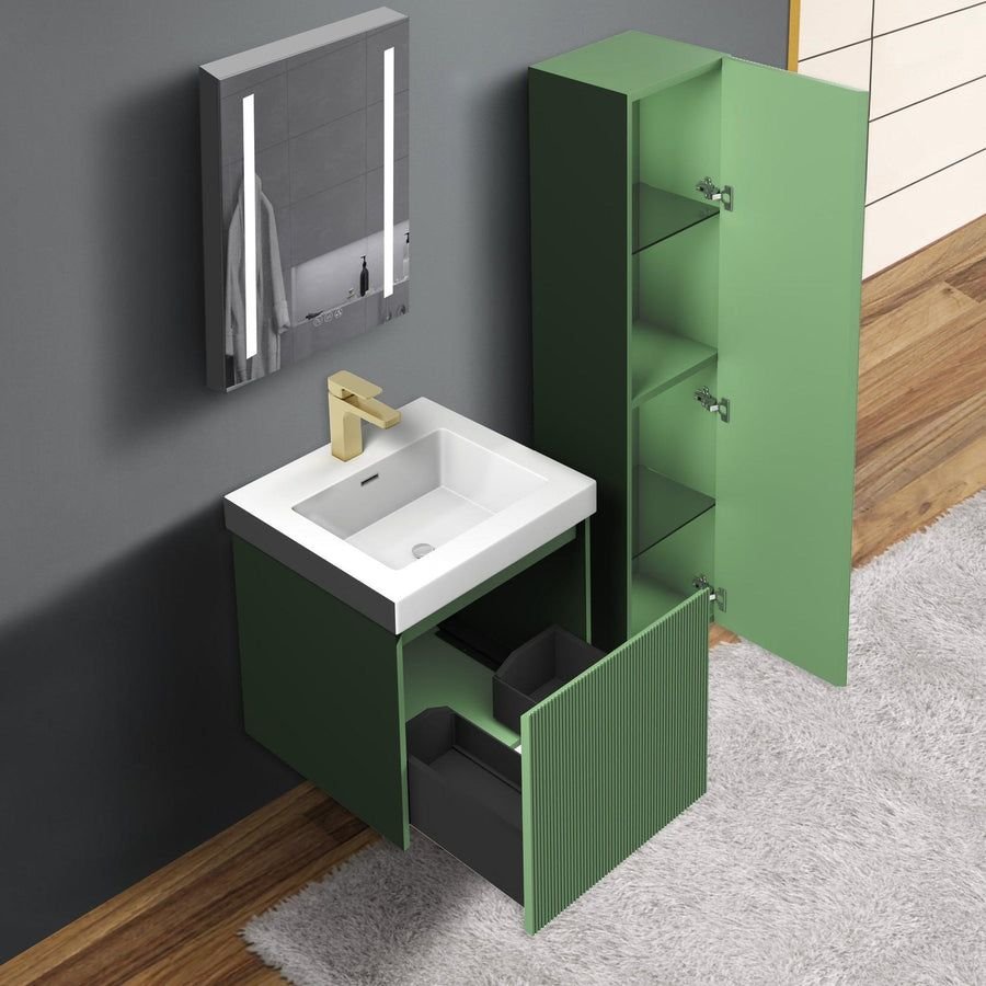 Bathroom idea with the Blossom Positano 20" 1-Drawer Aventurine Green Wall-Mounted Single Van, Blossom