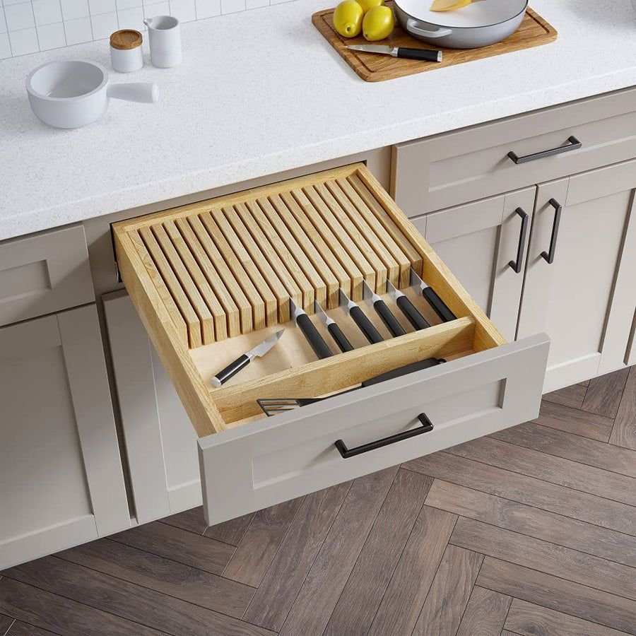 Kitchen idea with the Hardware Resources KO18-B21 18" Drop-In Knife Block Drawer Insert, Hardware Resources