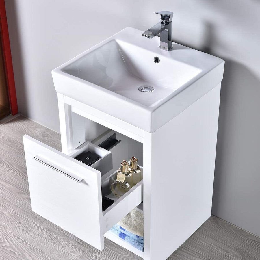 Bathroom idea with the Blossom Milan 20" 1-Drawer White Freestanding Vanity Set With Ceramic, Blossom