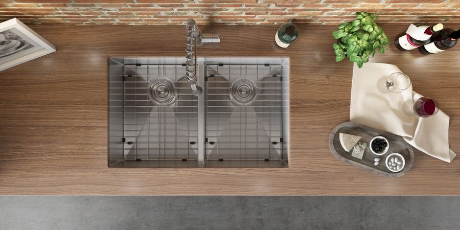 Kitchen idea with the Ruvati 30-inch Low-Divide Undermount Rounded Corners 50/50 Double Bowl, Ruvati