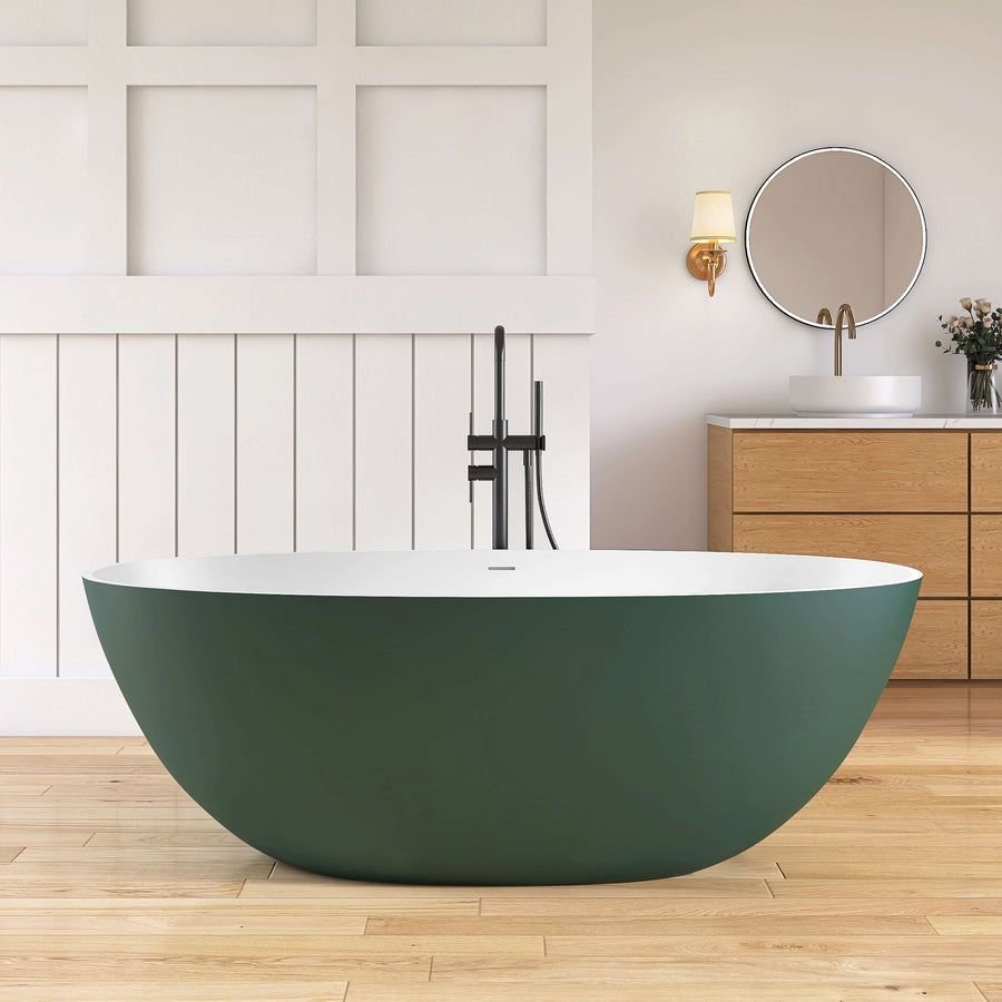 Bathroom idea with the New England Home Goods 65" Green Oval Luxury Freestanding Solid Surfac, New England Home Goods