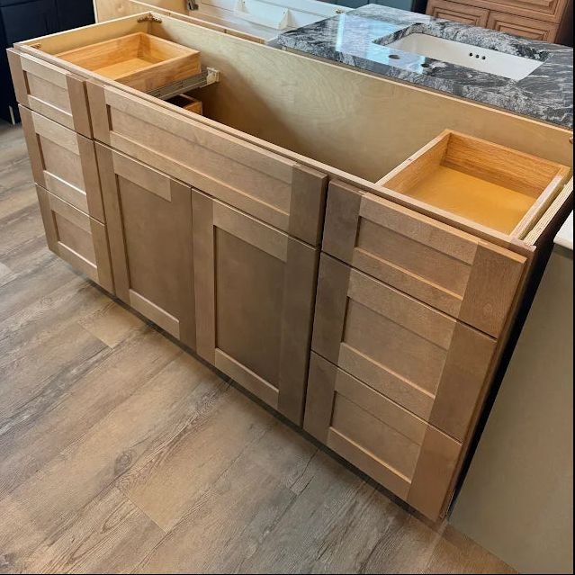 Bathroom idea with the 60" Cab-Tec Shaker Caramel Vanity, PoshHaus