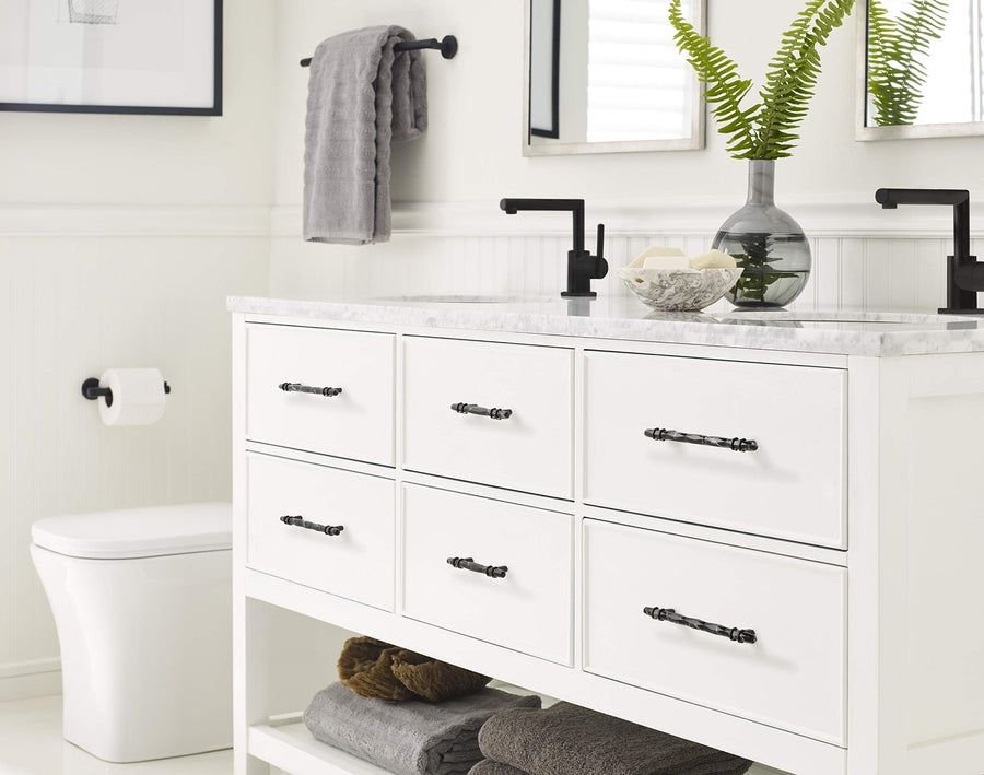 Kitchen idea with the Amerock Cabinet Pull Marble Black/Black Bronze 3-3/4 inch (96 mm) Cent, Amerock
