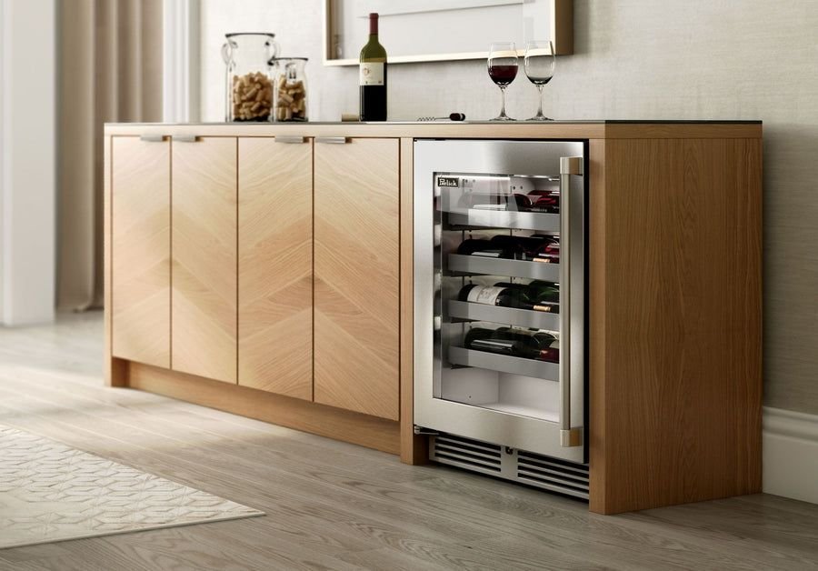 Living room idea with the Perlick Signature Series 24-Inch Built-In Single Zone Wine Cooler with, Perlick