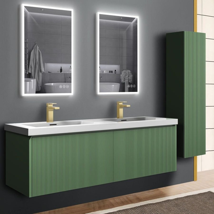 Bathroom idea with the Blossom Positano 60" 1-Drawer Aventurine Green Wall-Mounted Double Van, Blossom