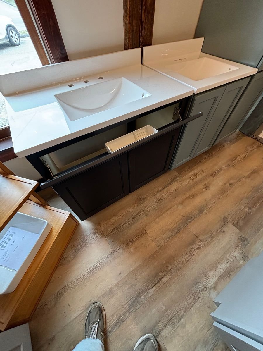 Bathroom idea with the Wolf 37" Brooklyn Midnight Vanity Combo, White Cultured Marble Top, Showroom