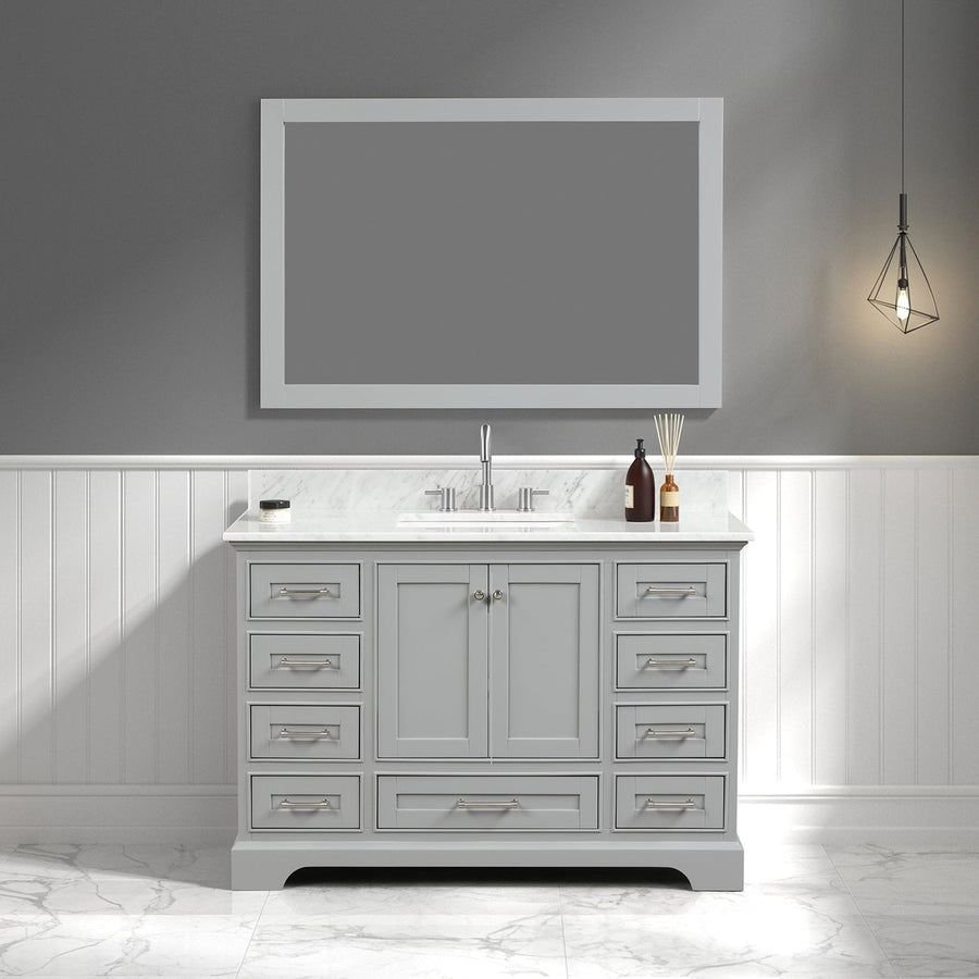 Bathroom idea with the Blossom Copenhagen 48" 2-Door 9-Drawer Metal Gray Freestanding Solid W, Blossom