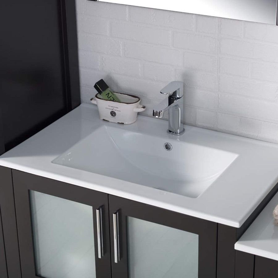 Bathroom idea with the Blossom Sydney 102" Espresso Freestanding Vanity With Integrated Doubl, Blossom