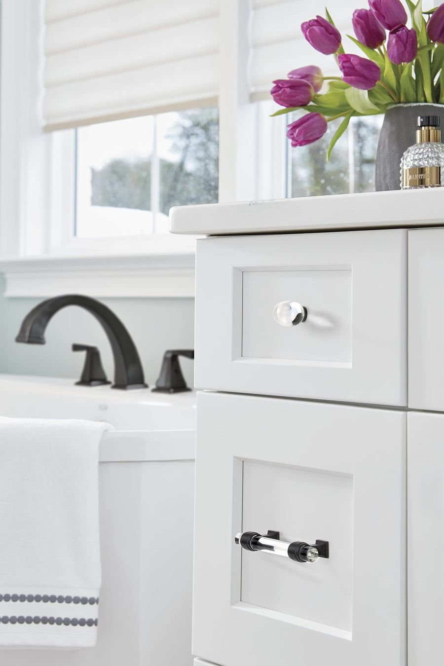Kitchen idea with the Amerock Cabinet Knob Clear/Black Bronze 1-3/4 inch (44 mm) Length Glac, Amerock