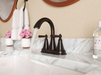 Bathroom idea with the Saxton 2-Handle 4" Centerset Bathroom Faucet in Tuscan Bronze, Pfister