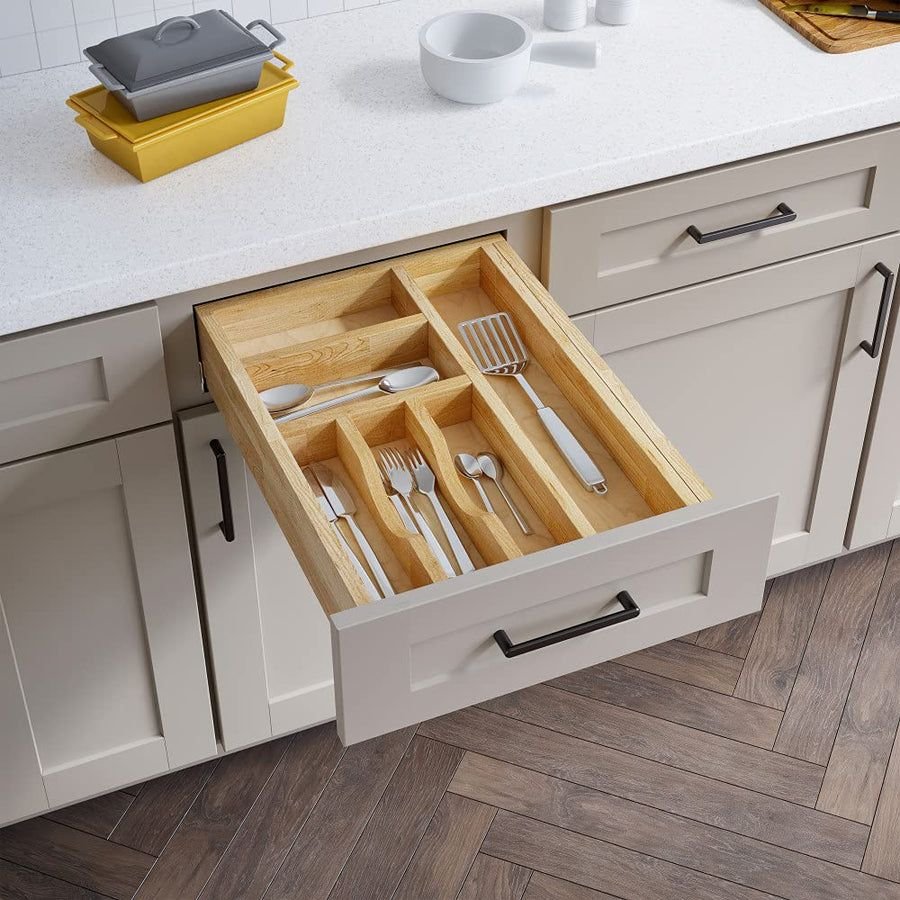 Living room idea with the Hardware Resources DO15A-B18 15" Adjustable Drop-In Cutlery Drawer Ins, Hardware Resources