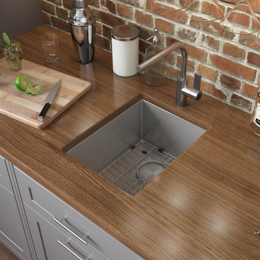 Kitchen idea with the Ruvati 10 inch Undermount Bar Prep 16 Gauge Kitchen Sink Round Corners, Ruvati