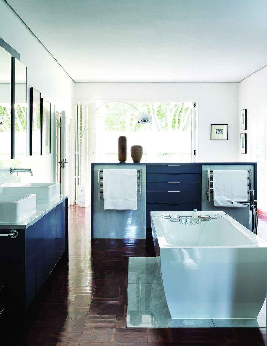 Bathroom idea with the Amba Products HSP Jeeves Model H Straight 7-Bar Hardwired Towel Warmer, Amba Towel Warmers