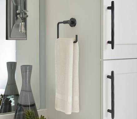 Bathroom idea with the Amerock BH26541MB Matte Black Towel Bar 6-7/16 in (164 mm) Length Towe, Amerock