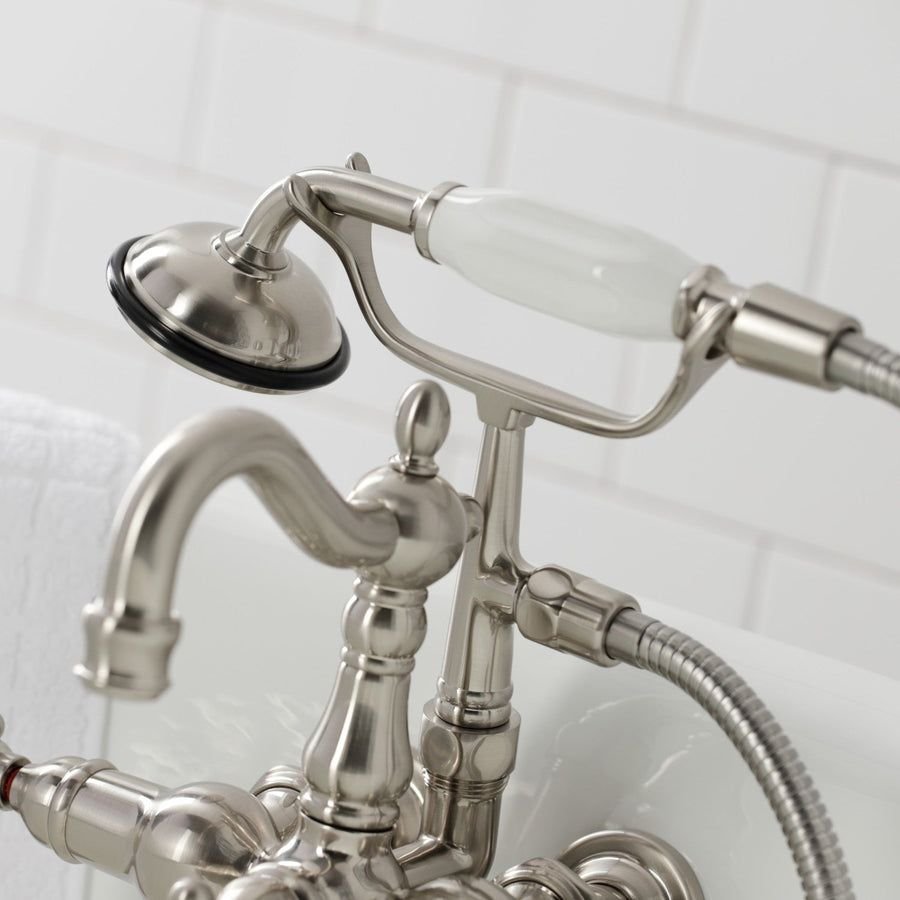 Bathroom idea with the Heritage CA1007T8 Three-Handle 2-Hole Wall Mount Clawfoot Tub Faucet w, Kingston Brass
