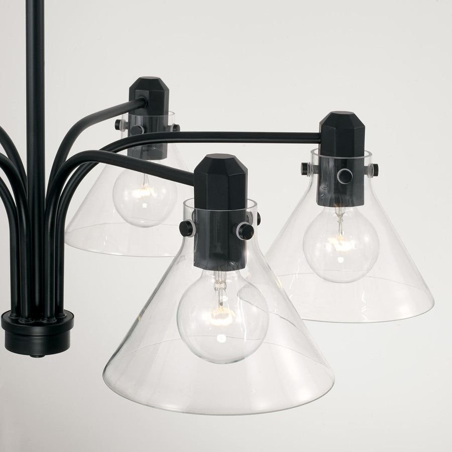 Living room idea with the Capital Lighting 445861MB-528 Greer 6 Light Chandelier Matte Black, Capital Lighting