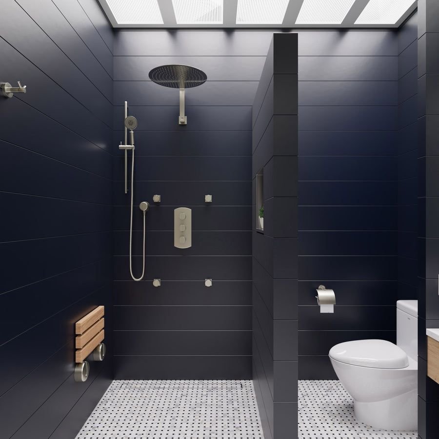 Bathroom idea with the ALFI brand AB4001-BN Brushed Nickel Concealed 3-Way Thermostatic Valve, ALFI
