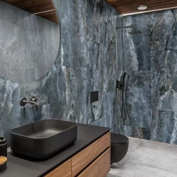 Tile idea with the MSI Tourmaline 24" x 48" Polished Porcelain Onyx-Look Floor and Wall T, MSI