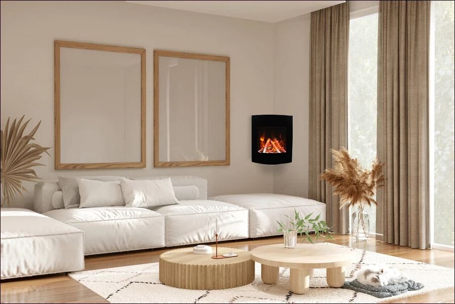 Living room idea with the Amantii WM-BI-2428-VLR-BG Wall Mount or Built In Smart Electric, WiFi, Amantii