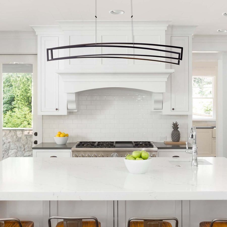 Living room idea with the VONN Sirius VMC33440BL 46" ETL Certified Integrated LED Pendant, Heigh, VONN
