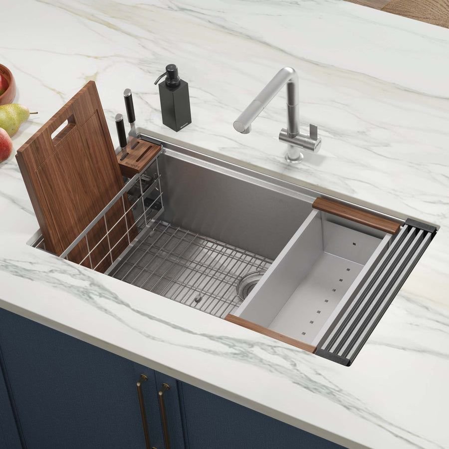 Kitchen idea with the Ruvati Multi-function Workstation Organizer and Caddy with Soap Dispen, Ruvati
