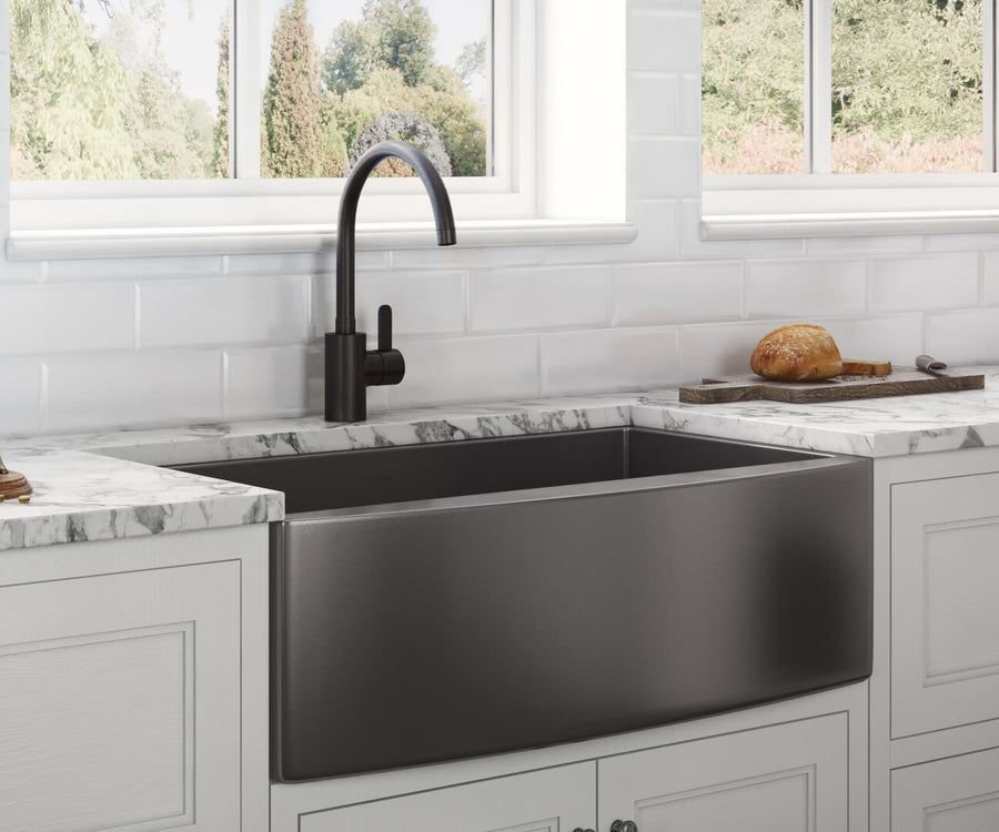 Kitchen idea with the Ruvati 30-inch Apron-Front Farmhouse Kitchen Sink, Ruvati