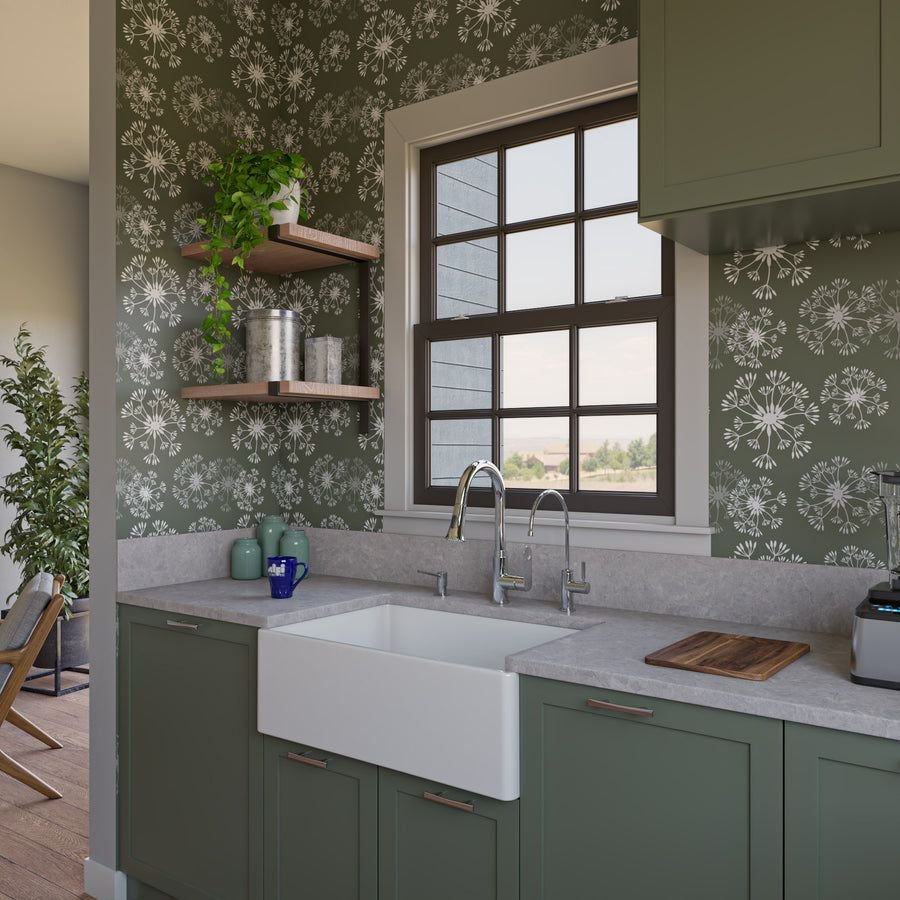 Kitchen idea with the ALFI brand AB510-W White 30" Contemporary Smooth Apron Fireclay Farmho, ALFI