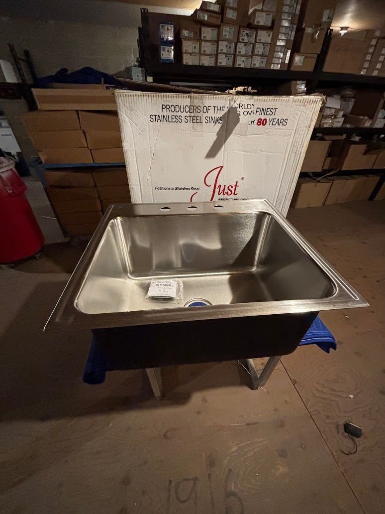 Kitchen idea with the Just Manufacturing SLXD2225A3 Single Bowl Drop-in Sink, 3 holes, Silve, Just Manufacturing