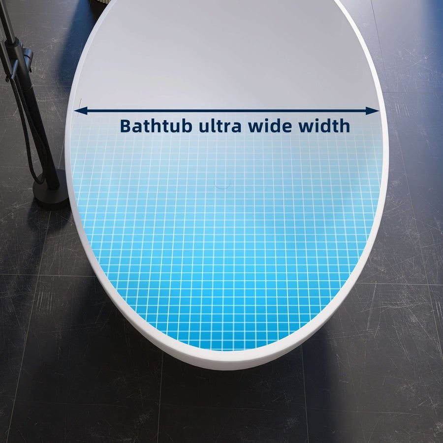 Bathroom idea with the New England Home Goods 67" White Modern Freestanding Solid Surface Dee, New England Home Goods
