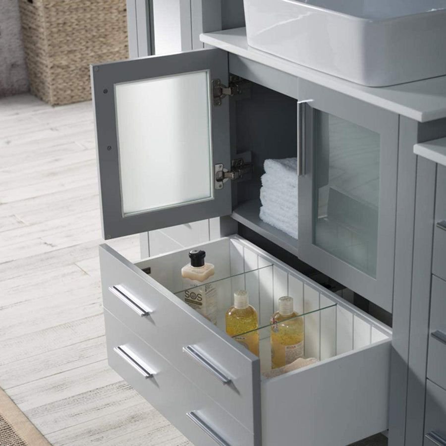 Bathroom idea with the Blossom Sydney 102" Metal Gray Freestanding Vanity With Ceramic Double, Blossom