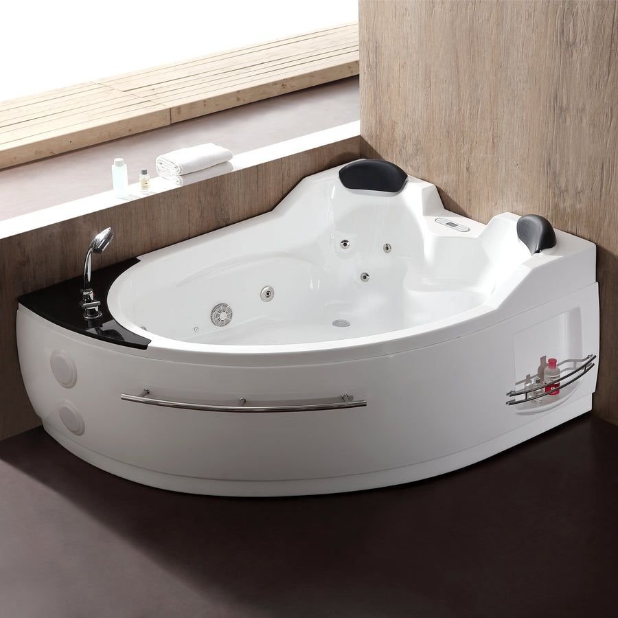 Bathroom idea with the EAGO AM113ETL-L 5.5 ft Left Corner Acrylic White Whirlpool Bathtub for, EAGO