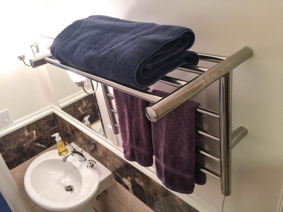 Bathroom idea with the Amba Products RSH-P Radiant 8-Bar Shelf Hardwired + Plug-in Combo Towe, Amba Towel Warmers