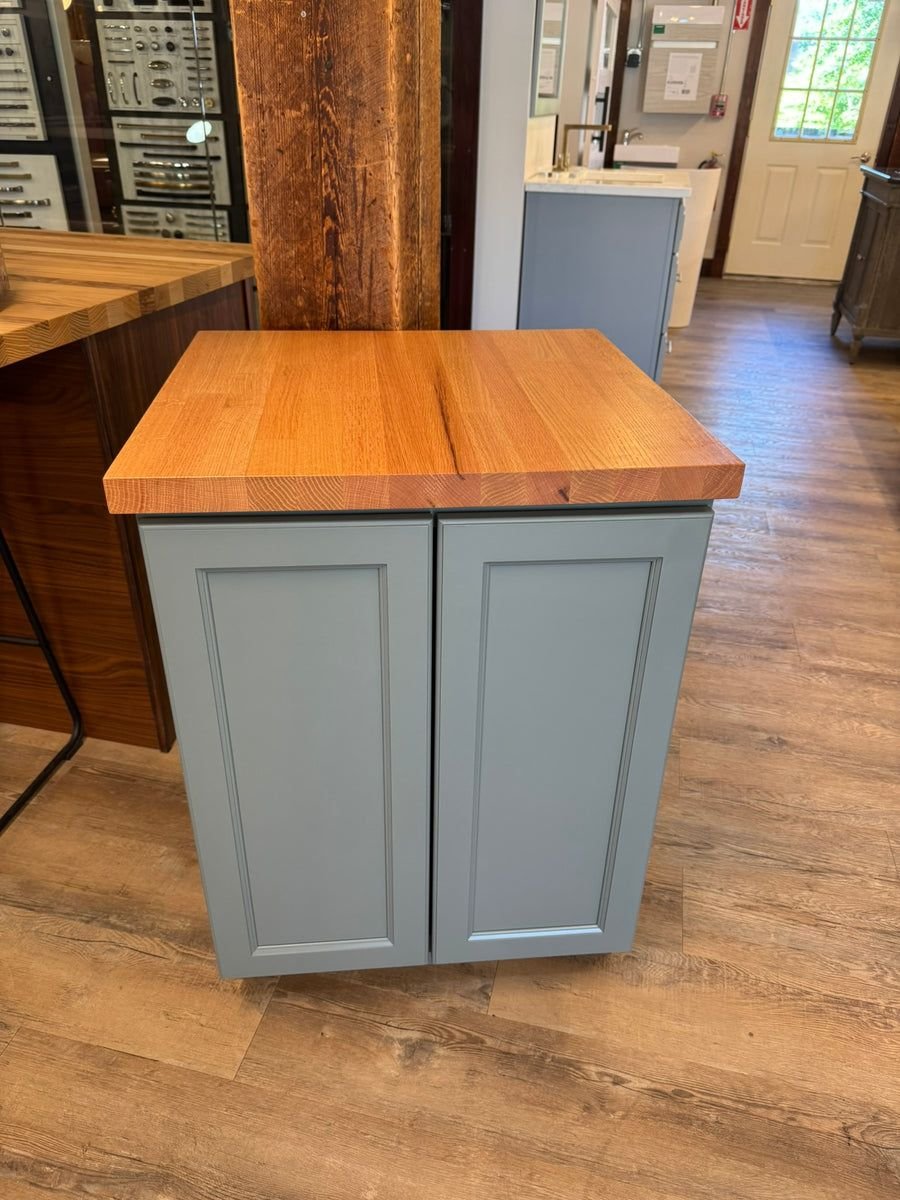 Kitchen idea with the 25" Sage Green Cabinet with Solid Wood Butcher Block Top, Many Uses!, PoshHaus