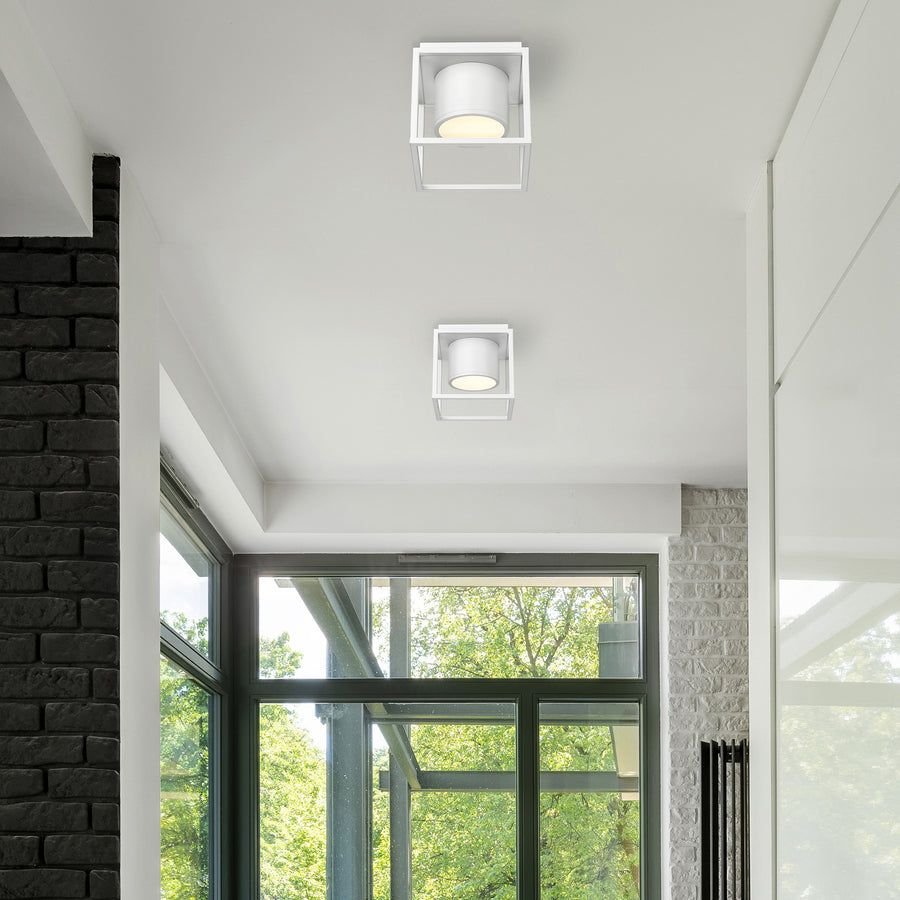 Living room idea with the Desmond WHT Flush Mount, Golden Lighting