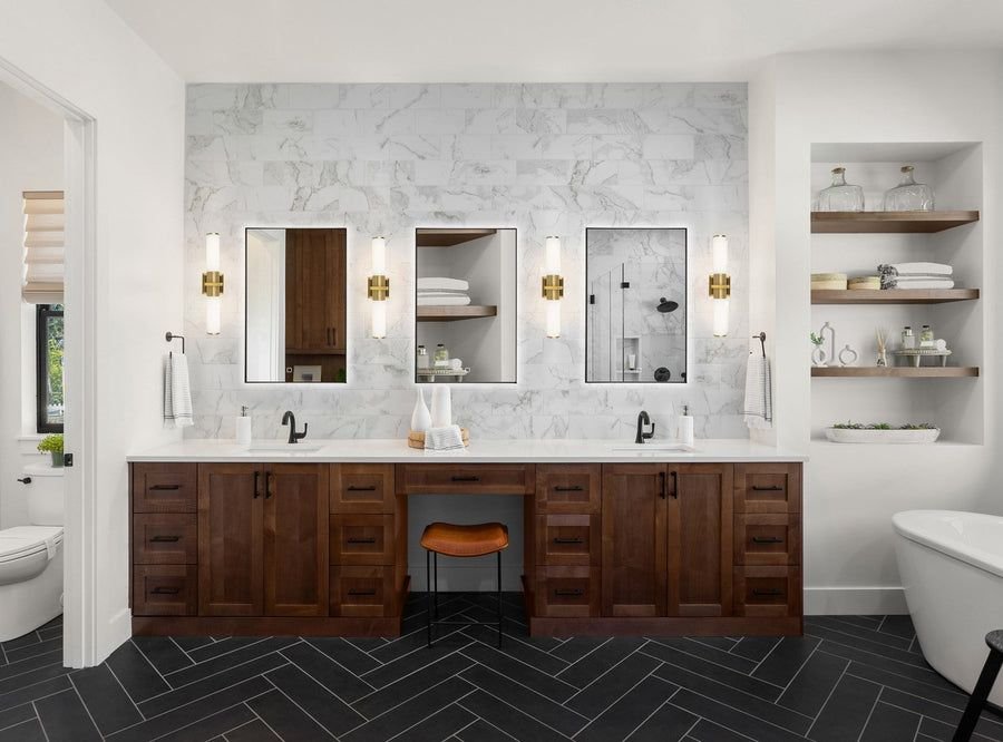 Bathroom idea with the Reflections Rectangular LED Wall Mirror, Artcraft