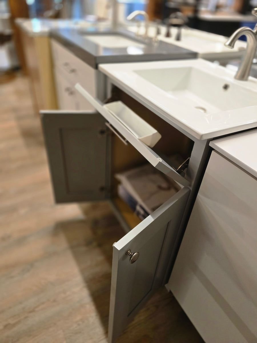 Bathroom idea with the 24" Grey Cabtec Vanity Set with Ceramic Top and Brushed Nickel Faucet, Showroom