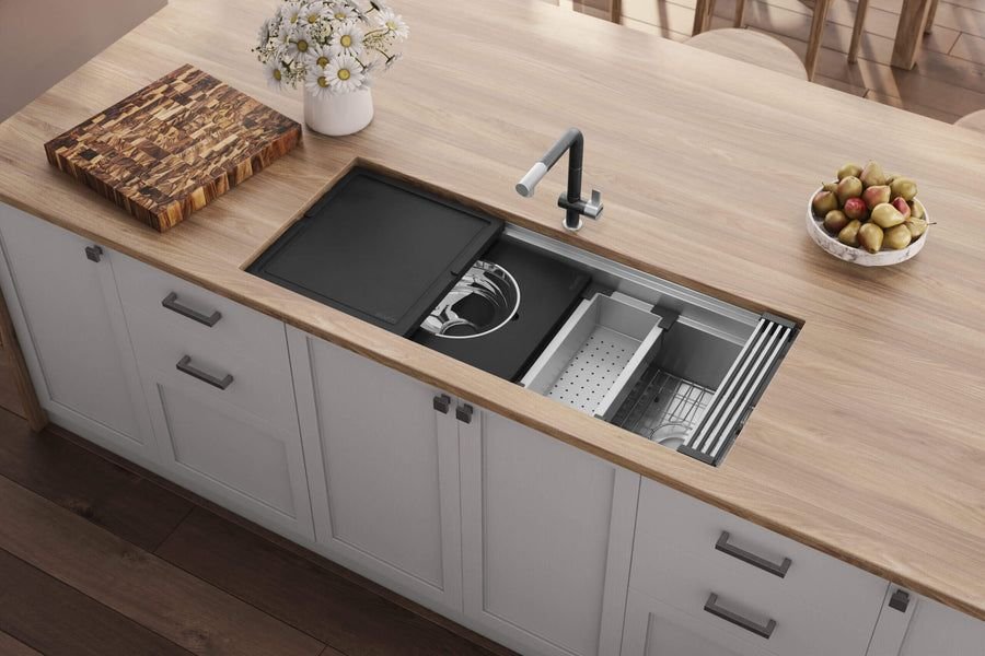 Kitchen idea with the Ruvati 45-inch Workstation Two-Tiered Ledge Kitchen Sink Undermount 16, Ruvati
