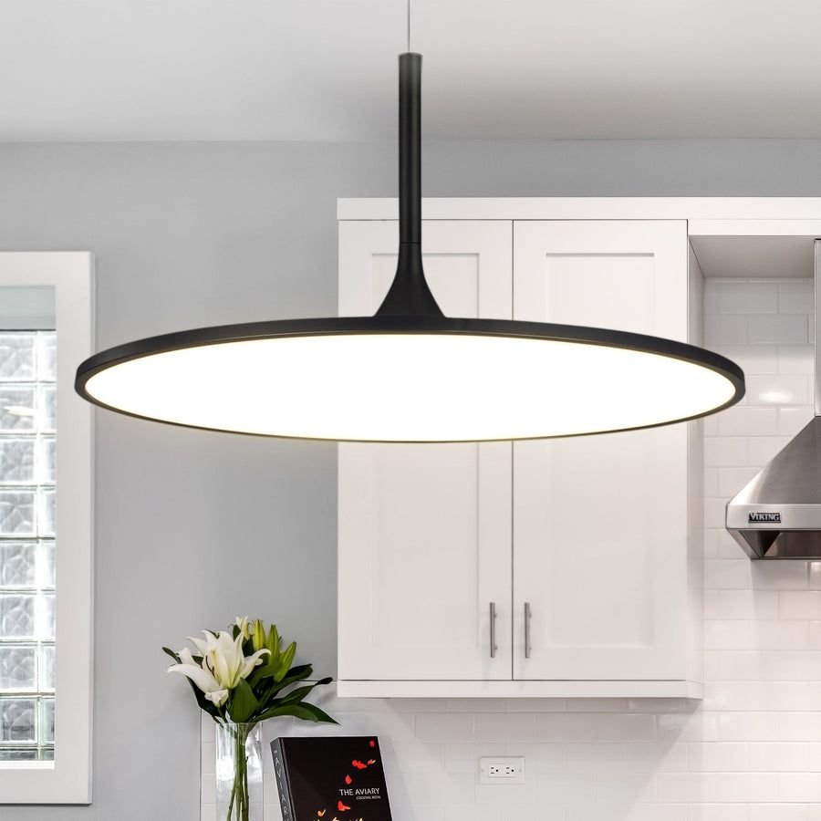 Living room idea with the VONN Salm VMC31820BL 24" Integrated LED ETL Certified Pendant, Height, VONN