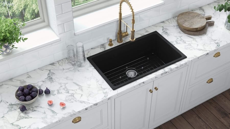 Kitchen idea with the Ruvati 27-inch Fireclay Undermount / Drop-in Topmount Kitchen Sink Sin, Ruvati
