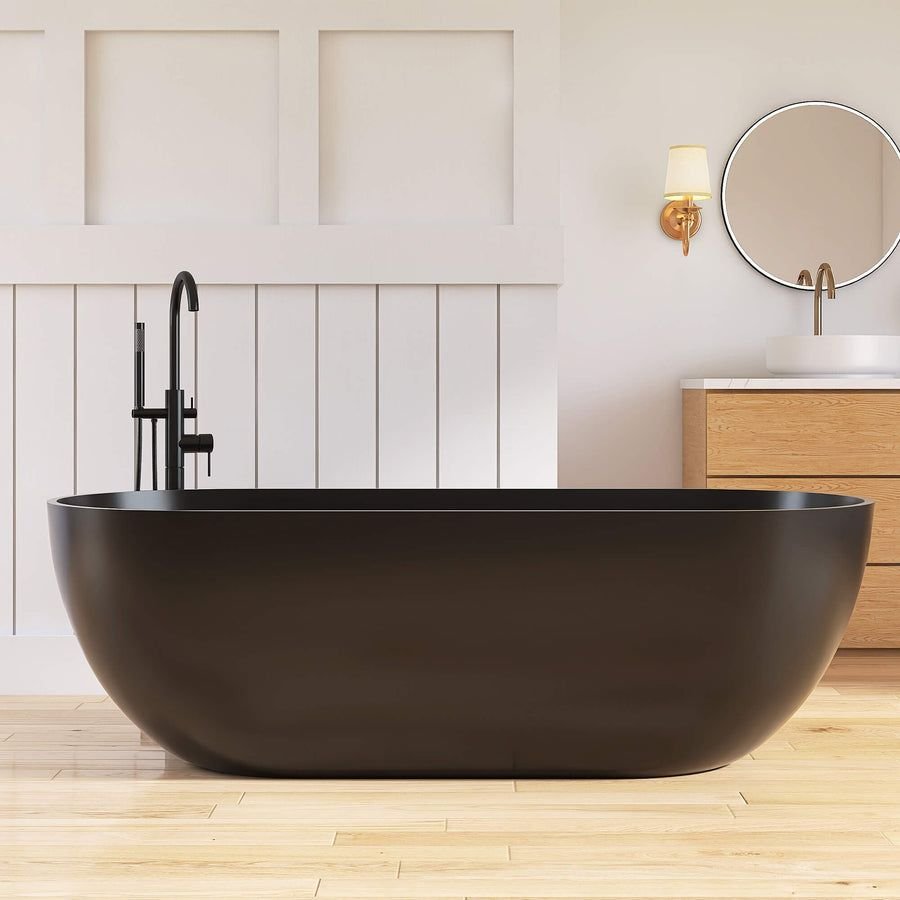 Bathroom idea with the New England Home Goods Daytona 69" Freestanding Tub in Black, New England Home Goods