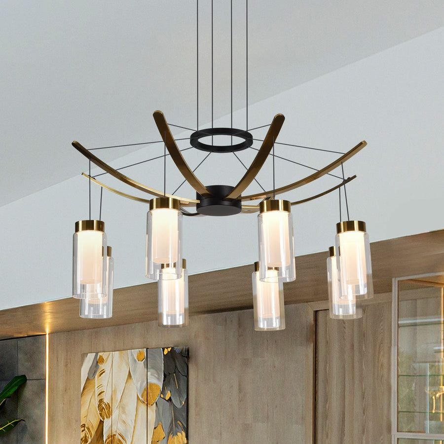 Living room idea with the VONN Artisan GENOA VAC3118BL 24" Integrated LED ETL Certified Pendant, VONN