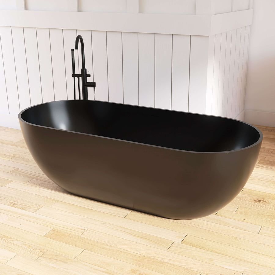 Bathroom idea with the New England Home Goods Daytona 69" Freestanding Tub in Black, New England Home Goods