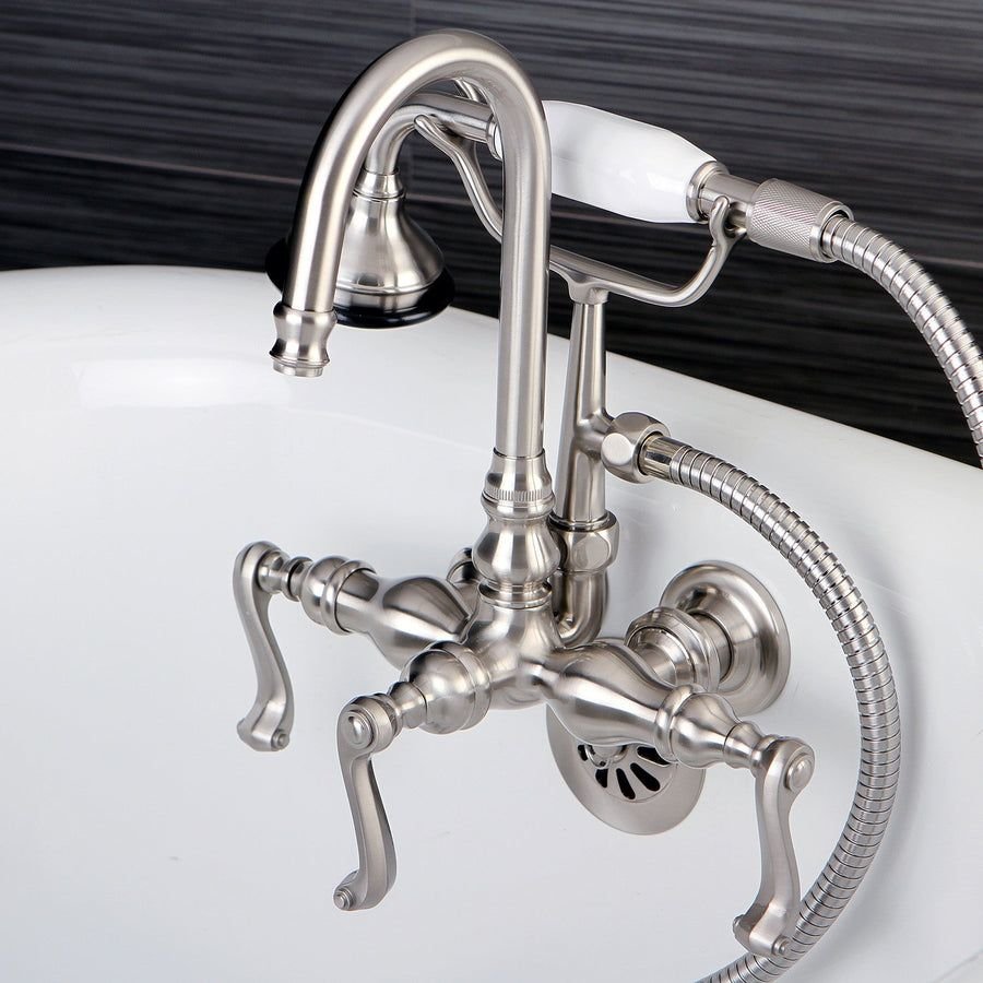 Bathroom idea with the Royale AE7T8FL Three-Handle 2-Hole Tub Wall Mount Clawfoot Tub Faucet, Kingston Brass