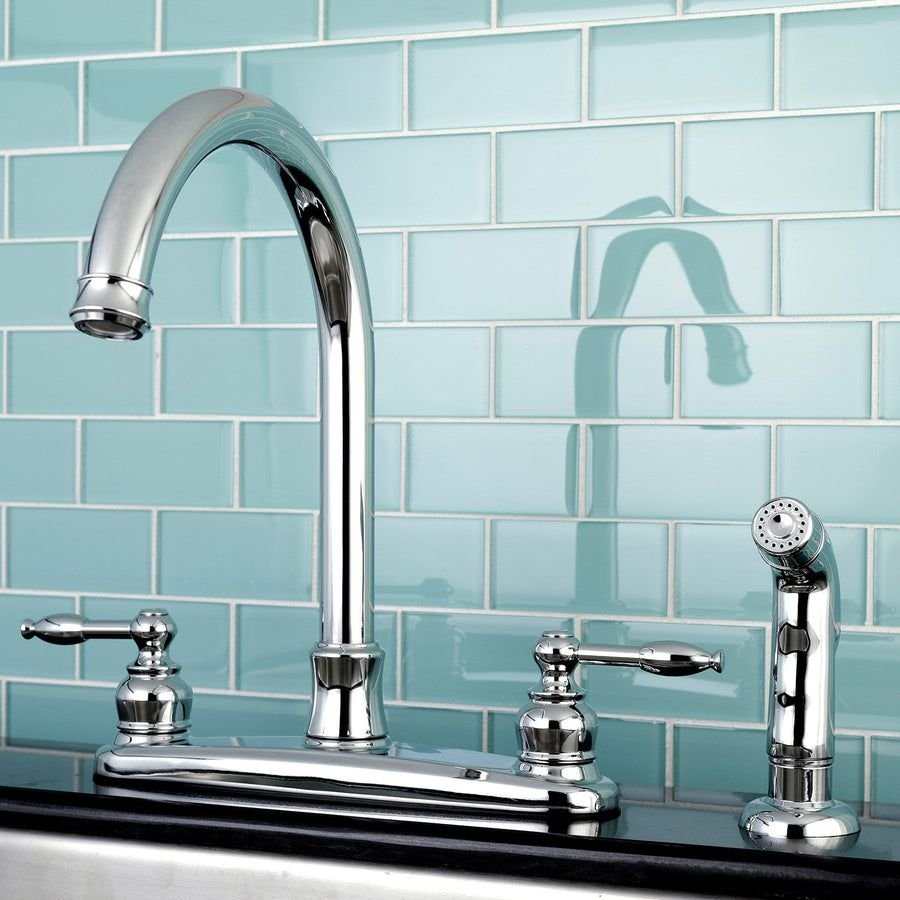 Kitchen idea with the Knight FB7791KLSP Two-Handle 4-Hole Deck Mount 8" Centerset Kitchen Fa, Kingston Brass