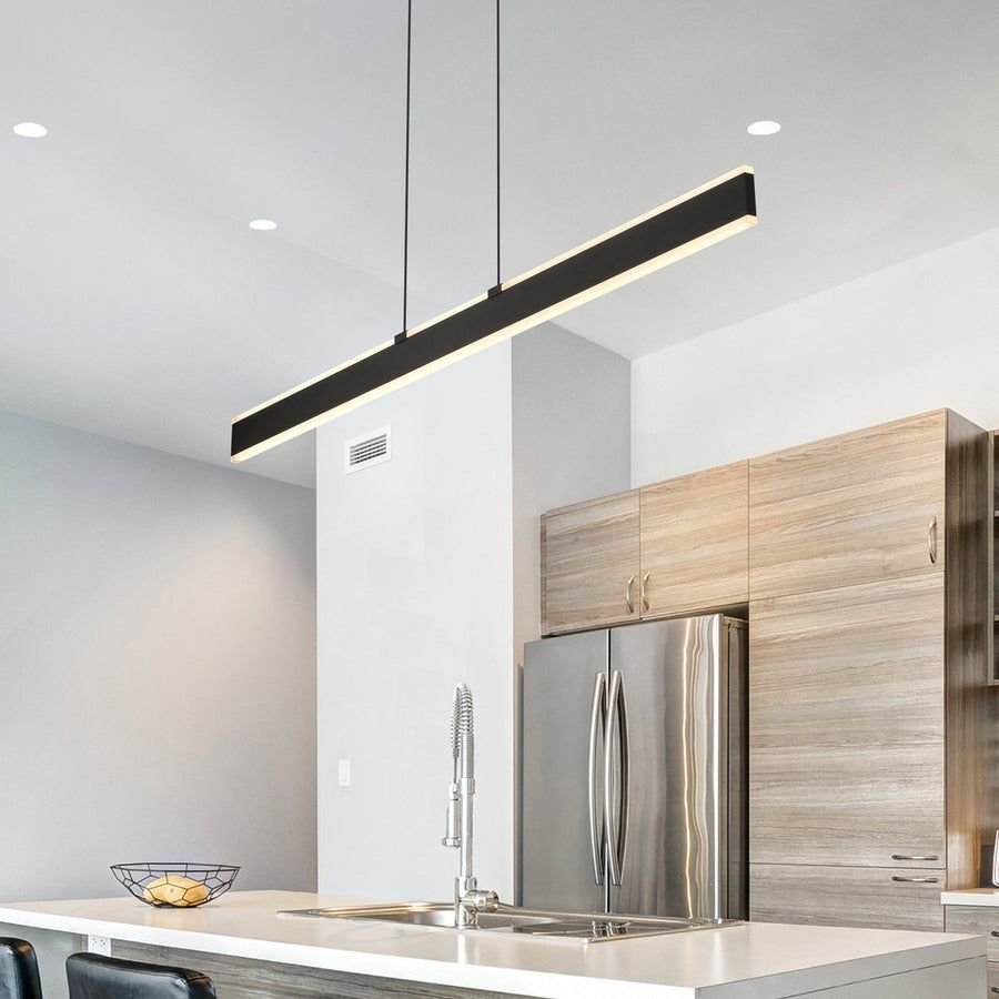 Living room idea with the VONN Wezen VMC36904BL 48" Up-Down Integrated LED ETL Certified Pendant, VONN